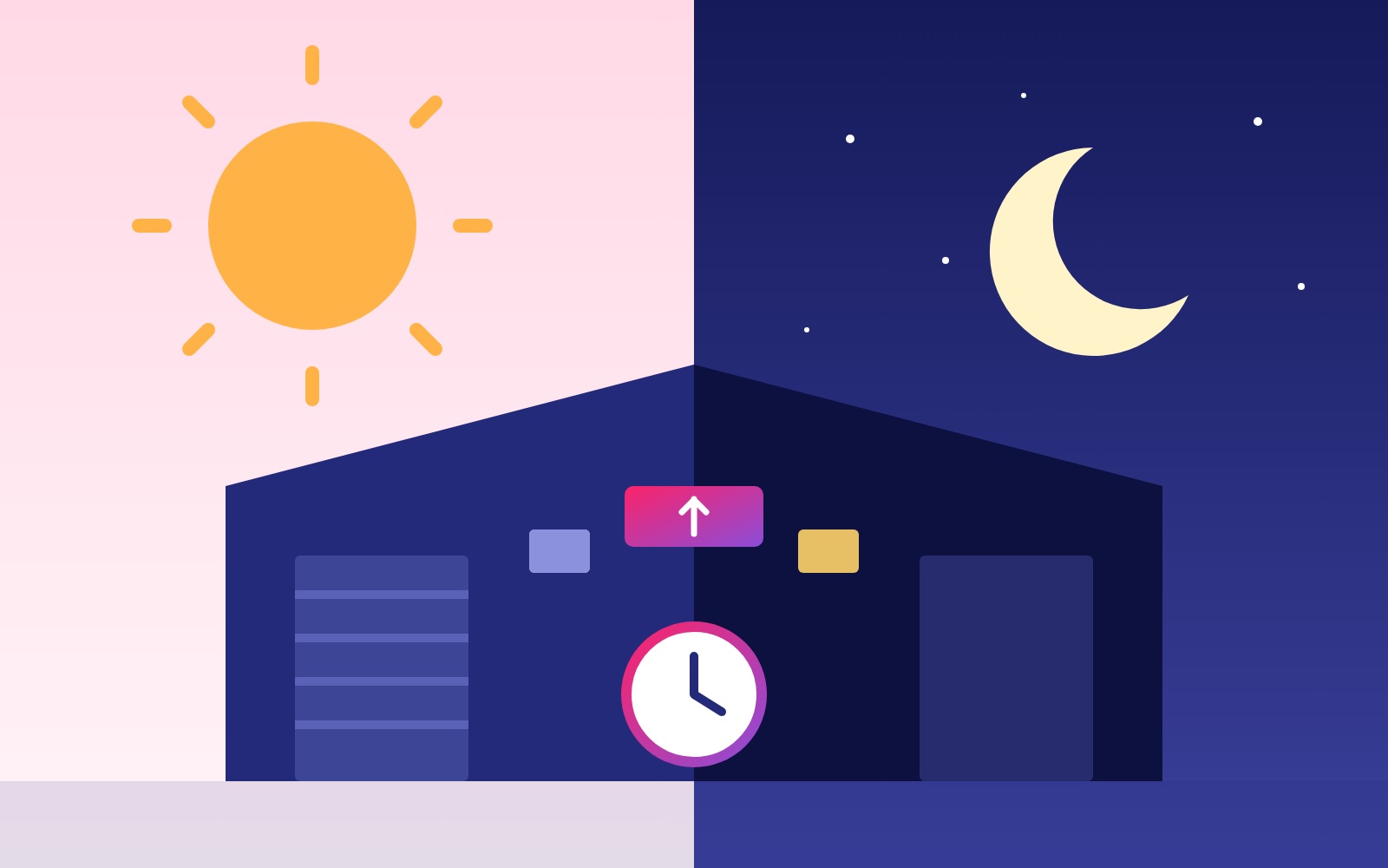 Day and night shift illustration